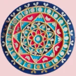 lippan art with Blue, red, and gold with mirrors
