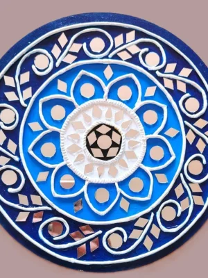 lippan art with Blue and white with mirrors