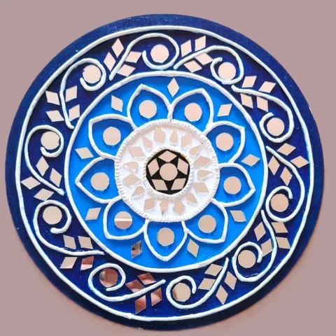 lippan art with Blue and white with mirrors