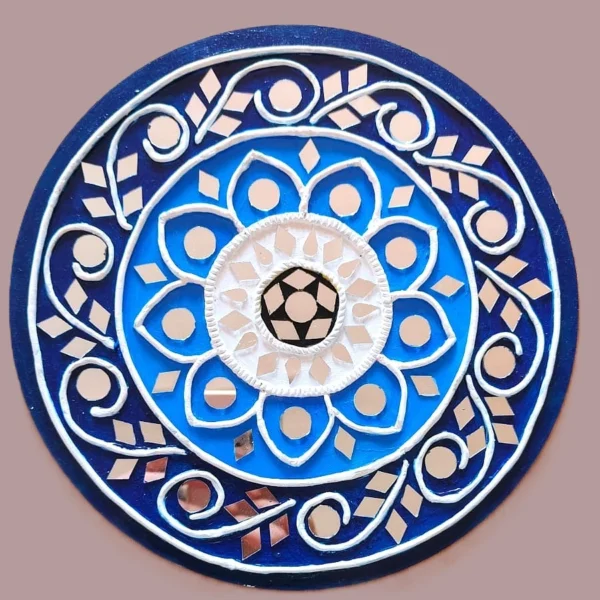 lippan art with Blue and white with mirrors