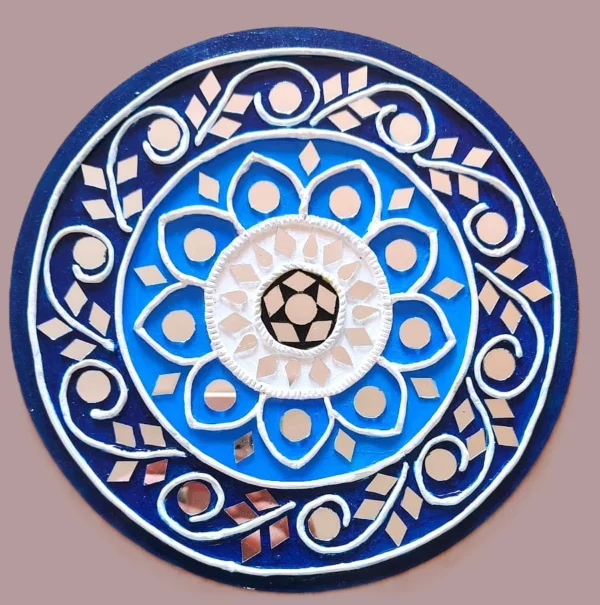 lippan art with Blue and white with mirrors